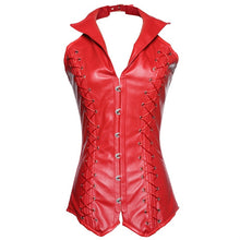 Red or Black Faux Leather Corset Vest & Matching G-String
