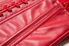 Red or Black Faux Leather Corset Vest & Matching G-String