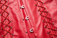 Red or Black Faux Leather Corset Vest & Matching G-String