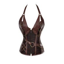 Retro Bustiers Corsets Women Zipper Brown Brocade Steampunk Corset Top With G-string Plus size 3XL-6XL Sexy lingerie Corset set