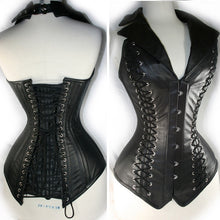 black leather corset vest