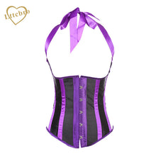 Women Stripe Underbust Corset Sexy Gothic Lingerie Satin Corset Corsage Waist Cincher Bustier Tops Halloween