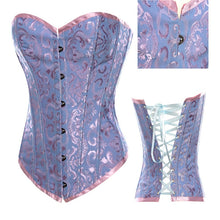 Sexy Blue boned Jacquard Sexy Overbust corset