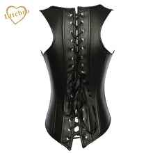 Black Faux Leather Corset Waist Sexy Underbust Corset Vest Plus Size 6XL Body Shaper Corselet Waist Trimmer