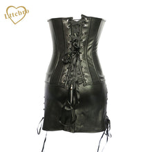 Gothic Faux Leather Corset Dress for dancer Burlesque Overbust Bustier Korsett Body Shaper corpete PU Corselet