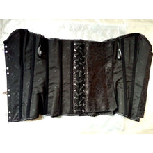 Black Buckle Steampunk Overbust Corset with Buckles Busk Closure Strong Corset Cord Lacing Back and Modesty Panel