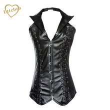 Red or Black Faux Leather Corset Vest & Matching G-String