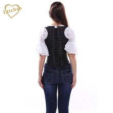 Women's Black Brocade Steel Boned Steampunk Tesla Underbust Corset Waist Cincher Vest S,M,L,XL,XXL,3XL,4XL,5XL,6XL Plus