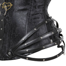 Womens Halloween Corsets Steampunk Goth Halter Faux Leather Brocade Steel Boned Bustier Waist Cincher Corset Top