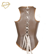 Sexy Women's Faux Leather Steampunk Underbust Corset Shaper Gothic Bustier