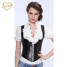Black Faux Leather Corset Waist Sexy Underbust Corset Vest Plus Size 6XL Body Shaper Corselet Waist Trimmer
