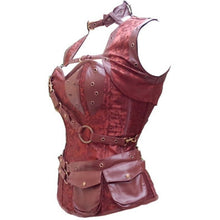 Brown Brocade Steel Bones Steampunk Overbust Corsets