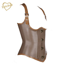 Sexy Women's Faux Leather Steampunk Underbust Corset Shaper Gothic Bustier