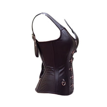 Black Halter Faux Leather Steel Boned Overbust Corsets