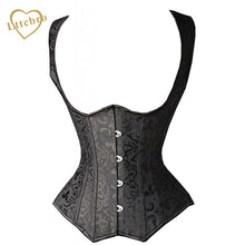 Women's Black Brocade Steel Boned Steampunk Tesla Underbust Corset Waist Cincher Vest S,M,L,XL,XXL,3XL,4XL,5XL,6XL Plus