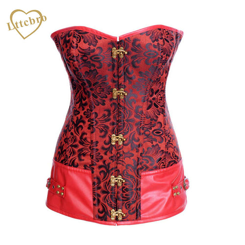 Clasp Fasteners Red Steampunk Corset