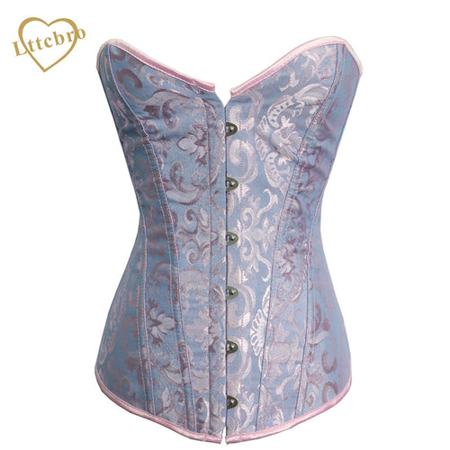 Sexy Blue boned Jacquard Sexy Overbust corset