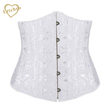 24 Spiral Steel Boned Underbust Corset Black or White Plus Size S-6XL Corselet
