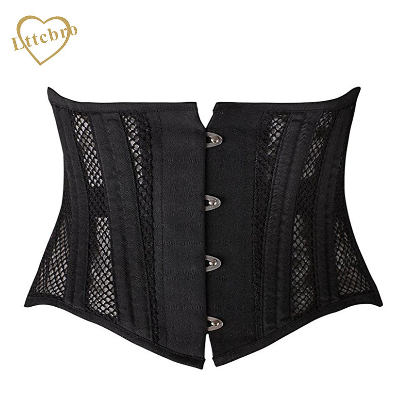 Underbust Corset Women's 26 Steel Boned Short Torso Breathable Mesh Waist Cincher Waspie Corset for Weight