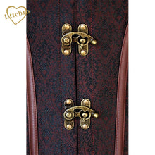 Waist Overbust Corset Steel Boned Corset Top Steampunk Corset Bustiers With Chain Gothic Bustier Spiral Boned Brown and Black