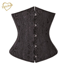 24 Spiral Steel Boned Underbust Corset Black or White Plus Size S-6XL Corselet