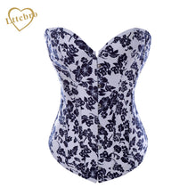 Black Floral Print Denim Corset Top