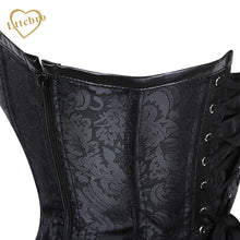 Womens Halloween Corsets Steampunk Goth Halter Faux Leather Brocade Steel Boned Bustier Waist Cincher Corset Top