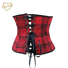 Red Plaid Underbust Corset Top School Girl Cosplay Burlesque Sexy Gothic Waist Corsets Bustier Waist Cincher Trainer