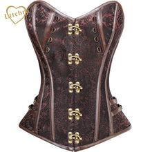 Steampunk Corsets Bustier Top Gothic Halloween Waist Corsets Corselet Overbust Waist Trainer Body Shaper Leather Trim