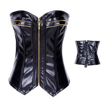Black Zipper Leather Corset