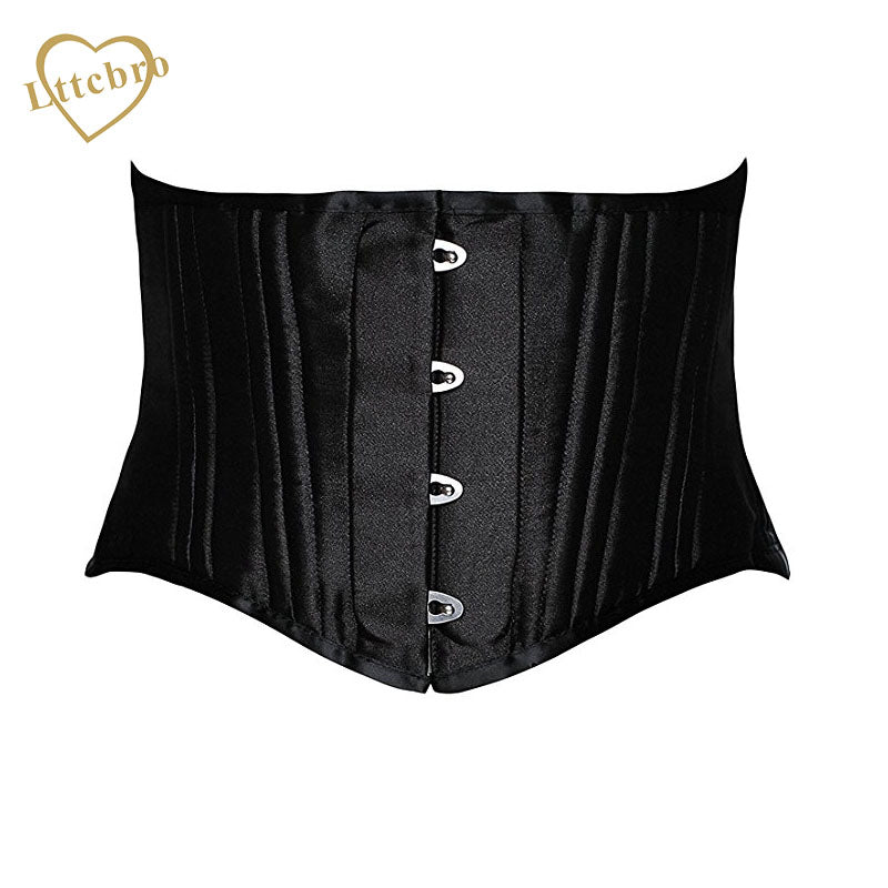 Underbust Corset 26 Steel Boned Corset Short Torso Heavy Duty Waist Trainer Corset for Weight Loss Satin Women