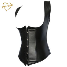 Black Faux Leather Corset Waist Sexy Underbust Corset Vest Plus Size 6XL Body Shaper Corselet Waist Trimmer