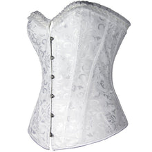 White Embroidered Burlesque Steel Boned Overbust Corset Women Waist Corsets Black Bustier Top Corselet Sexy Lingerie
