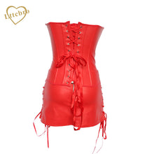 Gothic Faux Leather Corset Dress for dancer Burlesque Overbust Bustier Korsett Body Shaper corpete PU Corselet