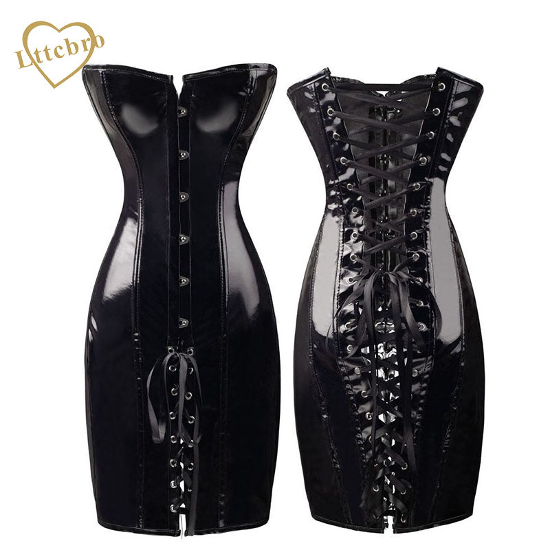 PVC Corset Sexy Faux Leather Bustier Corsets Dress and Corpetes Espartilhos Bustier Plus Size Corset Top