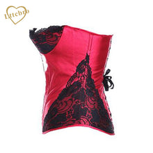 Red Secret Desires Quarter Soft Satin Finish and Black Lace Overlay Cup Underbust Corset Bustier Top