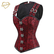Steampunk Corset and Bustier Red Brocade Sexy Cupless Vest Corset Gothic Waist Corsets Steel Boned Cosplay Clothing