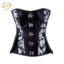 Cross Buckle Front Black Satin Corset