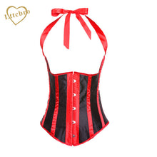 Women Stripe Underbust Corset Sexy Gothic Lingerie Satin Corset Corsage Waist Cincher Bustier Tops Halloween