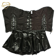 Bustier Corset Dress Sexy Woman's Bombshell Faux Leather Dress Lingerie Skirt Steampunk Style S-6XL Plus Size Corset