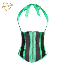 Women Stripe Underbust Corset Sexy Gothic Lingerie Satin Corset Corsage Waist Cincher Bustier Tops Halloween