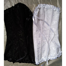 White and Black Front Zipper Corset Pleated Trim