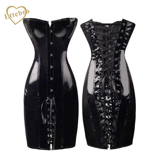 PVC Corset Sexy Faux Leather Bustier Corsets Dress and Corpetes Espartilhos Bustier Plus Size Corset Top