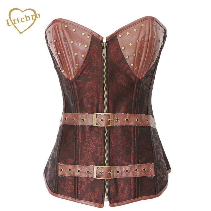 Fashion Sexy Retro Steampunk Waist Gothic Corsets Women Corset Vest Synthetic Leather Print Bustiers for Gifts