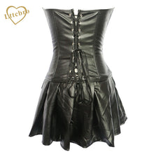 Bustier Corset Dress Sexy Woman's Bombshell Faux Leather Dress Lingerie Skirt Steampunk Style S-6XL Plus Size Corset
