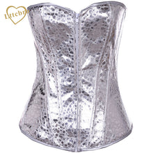 Silver Strapless Steampunk Faux Leather Overbust Corset