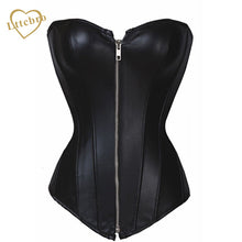 Zipper Faux Leather Corset Waist Trainer Plus Size Steampunk Corset Women Long Torso Waist Corset Red Bustie Top S-6XL