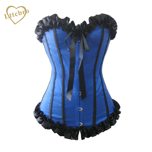 Blue Strapless Burlesque Corset