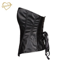 Zipper Faux Leather Corset Waist Trainer Plus Size Steampunk Corset Women Long Torso Waist Corset Red Bustie Top S-6XL