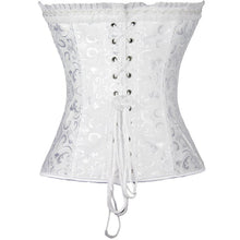 White Embroidered Burlesque Steel Boned Overbust Corset Women Waist Corsets Black Bustier Top Corselet Sexy Lingerie